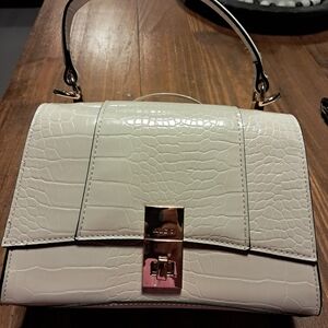 Aldo Cream Croc-Embossed Tote